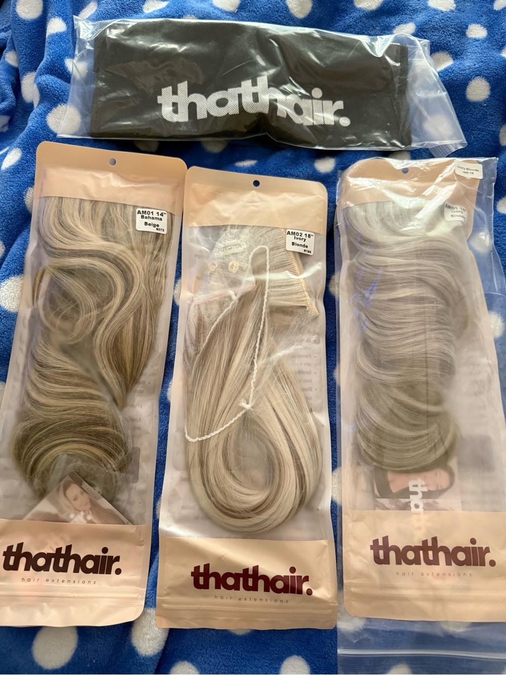 Thathair Blonde Clip-In Extension Trio — Multi-Blonde Shades